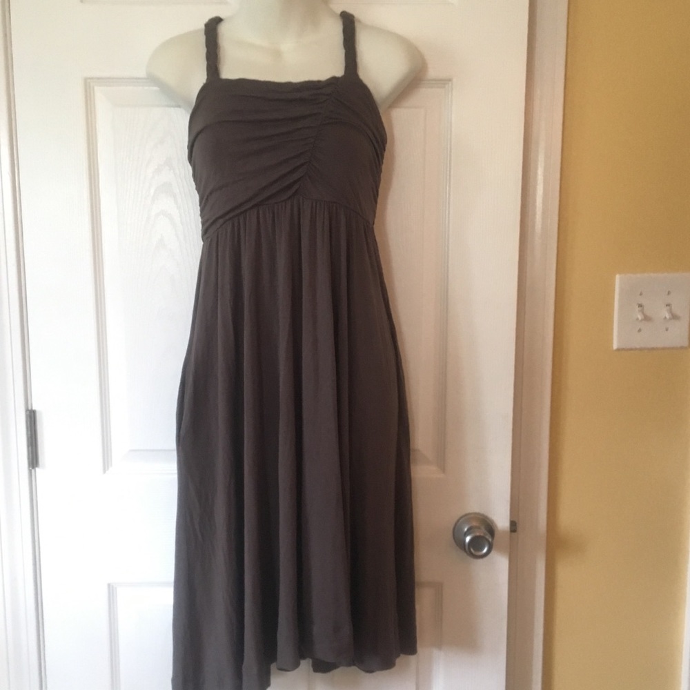 Anthropologie C. Keer Brown Braided Strap Dress